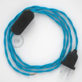   Creative Cables kapcsoló Lámpa vezeték, TM11 türkiz rayon 1,80 m. Ki a kapcsoló 35707