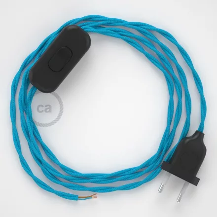 Creative Cables kapcsoló Lámpa vezeték, TM11 türkiz rayon 1,80 m. Ki a kapcsoló 35707