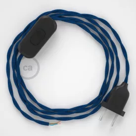   Creative Cables kapcsoló Lámpa vezeték, TM12 kék rayon 1,80 m. Ki a kapcsoló 35708