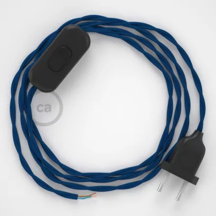 Creative Cables kapcsoló Lámpa vezeték, TM12 kék rayon 1,80 m. Ki a kapcsoló 35708
