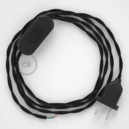 Creative Cables kapcsoló Lámpa vezeték, TM04 fekete rayon 1,80 m. Ki a kapcsoló 35710