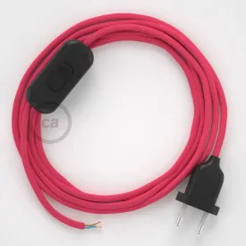   Creative Cables kapcsoló Lámpa vezeték, RM08 fukszia rayon 1,80 m. Ki a kapcsoló 35724