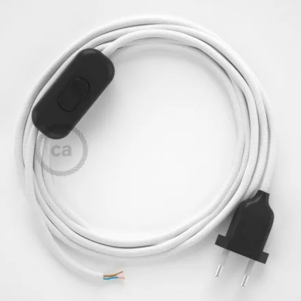 Creative Cables textil lámpakábel Lámpa vezeték, RM01 fehér műselyem 1,80 m. Válassza ki a 35732