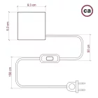 Creative Cables asztali lámpa Posaluce Cubetto, fa asztali lámpa, szövetkábellel, kapcsolóval és kétpólusú dugóval ABWLEUTRD54-L