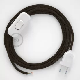   Creative Cables textil lámpakábel Lámpakábel, RN04 barna természetes lenvászon 1,80 m. Ki a kapcsoló CABBRN04