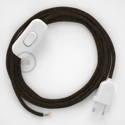 Creative Cables textil lámpakábel Lámpakábel, RN04 barna természetes lenvászon 1,80 m. Ki a kapcsoló CABBRN04