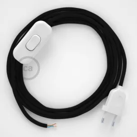   Creative Cables textil lámpakábel Lámpakábel, RM04 fekete műselyem 1,80 m. Ki a kapcsoló és CABBTO062