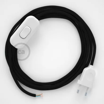 Creative Cables textil lámpakábel Lámpakábel, RM04 fekete műselyem 1,80 m. Ki a kapcsoló és CABBTO062