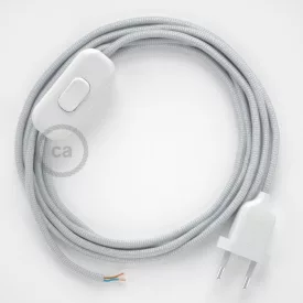   Creative Cables textil lámpakábel Lámpakábel, RM02 ezüst műselyem 1,80 m. Ki a kapcsoló és CABBTO069