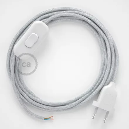 Creative Cables textil lámpakábel Lámpakábel, RM02 ezüst műselyem 1,80 m. Ki a kapcsoló és CABBTO069