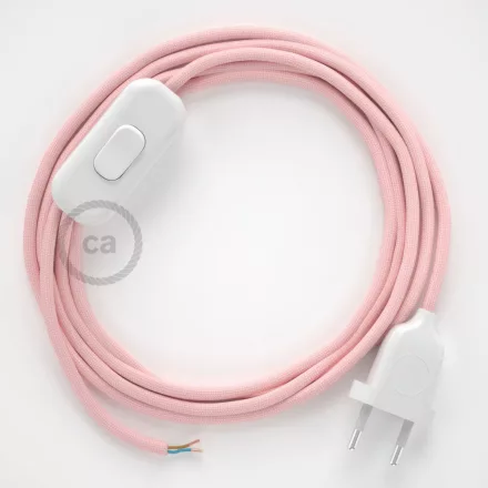 Creative Cables kapcsoló Lámpakábel, RM16 babarózsaszín rayon 1,80 m. Ki a kapcsoló és CABBTO070