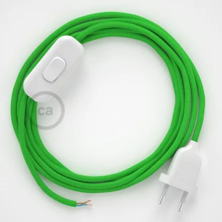 Creative Cables textil lámpakábel Lámpakábel, RM18 mész zöld műselyem 1,80 m. Ki a kapcsoló CABBTO072