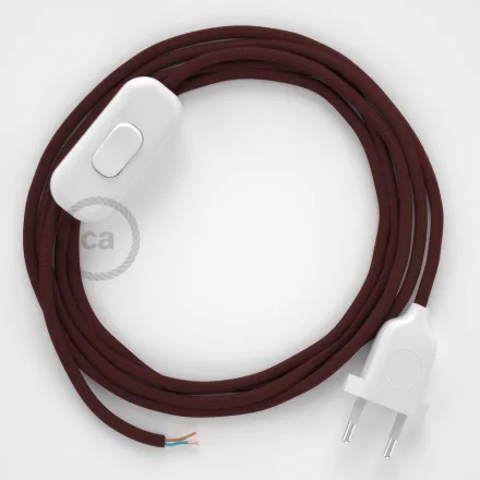Creative Cables textil lámpakábel Lámpakábel, RM19 bordó műselyem 1,80 m. Ki a kapcsoló és CABBTO073