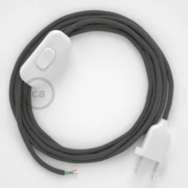   Creative Cables textil lámpakábel Lámpakábel, RM03 szürke műselyem 1,80 m. Ki a kapcsoló és CABBTO074