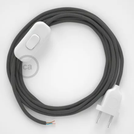 Creative Cables textil lámpakábel Lámpakábel, RM03 szürke műselyem 1,80 m. Ki a kapcsoló és CABBTO074