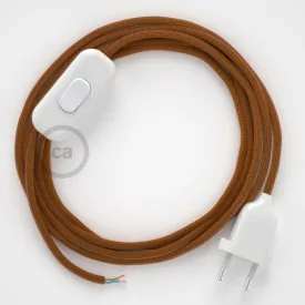   Creative Cables textil lámpakábel Lámpakábel, RM22 whisky színű műselyem 1,80 m. Ki a kapcsoló CABBTO077