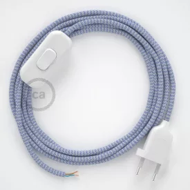   Creative Cables textil lámpakábel Lámpakábel, RZ07 lila cikkcakkos műselyem 1,80 m. Ki a kapcsoló CABBTO104