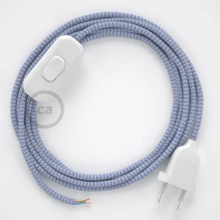 Creative Cables textil lámpakábel Lámpakábel, RZ07 lila cikkcakkos műselyem 1,80 m. Ki a kapcsoló CABBTO104