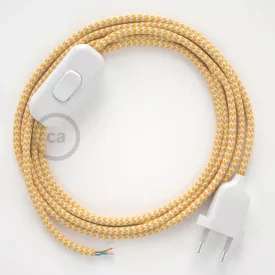   Creative Cables kapcsoló Lámpakábel, RZ10 sárga cikkcakkos rayon 1,80 m. Ki a kapcsoló CABBTO108