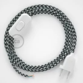   Creative Cables kapcsoló Lámpakábel, RP04 fehér-fekete kéttónusú rayon 1,80 m. Ki a kapcsoló CABBTO212