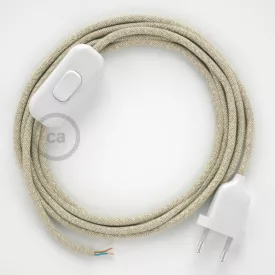   Creative Cables textil lámpakábel Lámpakábel, RN01 természetes lenvászon 1,80 m. Ki a kapcsoló és CABBTO401