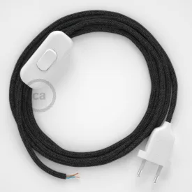   Creative Cables textil lámpakábel Lámpakábel, RN03 antracit természetes lenvászon 1,80 m. Ki a kapcsoló CABBTO403