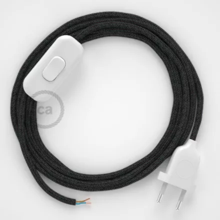 Creative Cables textil lámpakábel Lámpakábel, RN03 antracit természetes lenvászon 1,80 m. Ki a kapcsoló CABBTO403