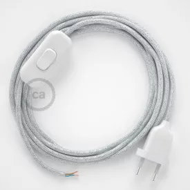   Creative Cables kapcsoló Lámpakábel, RL01 csillogó fehér rayon 1,80 m. Ki a kapcsoló CABBTO452
