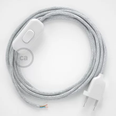 Creative Cables kapcsoló Lámpakábel, RL01 csillogó fehér rayon 1,80 m. Ki a kapcsoló CABBTO452