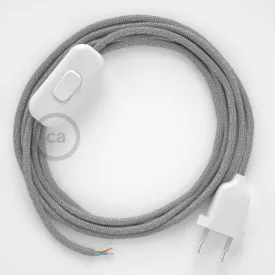   Creative Cables kapcsoló Lámpakábel, RL02 csillogó ezüst rayon 1,80 m. Ki a kapcsoló CABBTO453