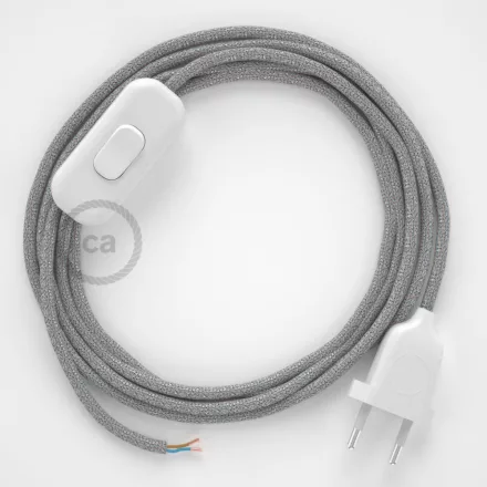 Creative Cables kapcsoló Lámpakábel, RL02 csillogó ezüst rayon 1,80 m. Ki a kapcsoló CABBTO453