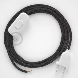   Creative Cables kapcsoló Lámpakábel, RL03 csillogó szürke rayon 1,80 m. Ki a kapcsoló CABBTO455