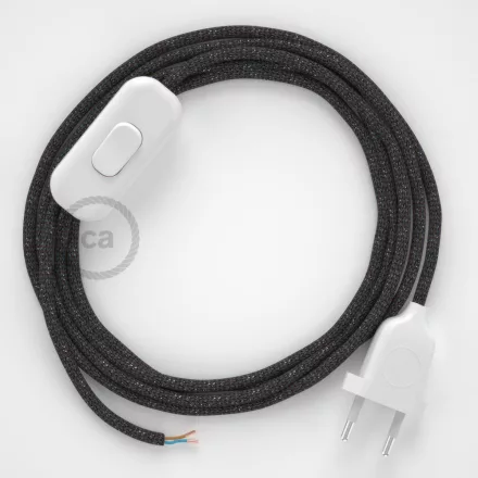 Creative Cables kapcsoló Lámpakábel, RL03 csillogó szürke rayon 1,80 m. Ki a kapcsoló CABBTO455