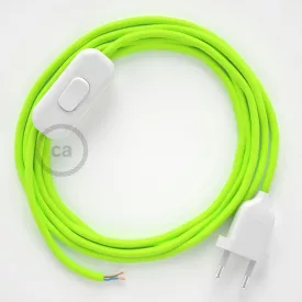   Creative Cables textil lámpakábel Lámpakábel, RF10 neon sárga műselyem 1,80 m. Ki a kapcsoló CABBTOGIF
