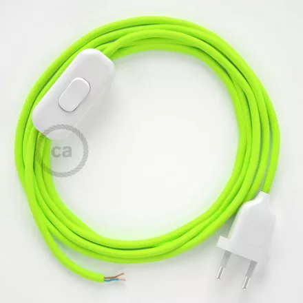 Creative Cables textil lámpakábel Lámpakábel, RF10 neon sárga műselyem 1,80 m. Ki a kapcsoló CABBTOGIF