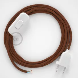   Creative Cables textil lámpakábel Lámpakábel, RC23 őzbarna pamut 1,80 m. Ki a kapcsoló és CABBTORC23