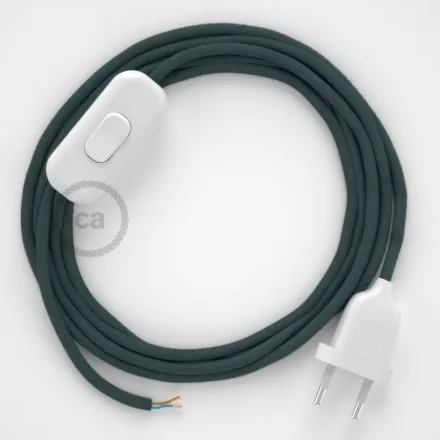 Creative Cables textil lámpakábel Lámpakábel, RC30 kőszürke pamut 1,80 m. Ki a kapcsoló és CABBTORC30