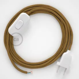  Creative Cables textil lámpakábel Lámpakábel, RC31 arany méz pamut 1,80 m. Ki a kapcsoló CABBTORC31