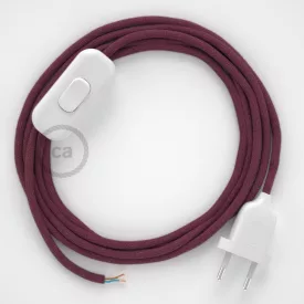   Creative Cables textil lámpakábel Lámpakábel, RC32 bordó pamut 1,80 m. Válassza ki a kapcsoló CABBTORC32
