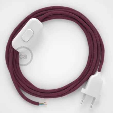 Creative Cables textil lámpakábel Lámpakábel, RC32 bordó pamut 1,80 m. Válassza ki a kapcsoló CABBTORC32
