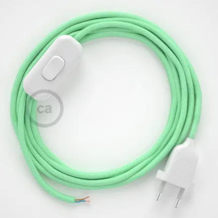 Creative Cables textil lámpakábel Lámpakábel, RC34 tej és menta pamut 1,80 m. Ki a CABBTORC34