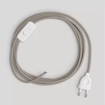Creative Cables textil lámpakábel Lámpa vezetéke galambszürke pamut kábellel, 1,80 m CABBTORC43