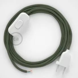   Creative Cables textil lámpakábel Lámpakábel, RC63 zöld-szürke pamut 1,80 m. Ki a kapcsoló és CABBTORC63