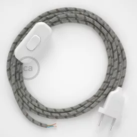   Creative Cables textil lámpakábel Lámpakábel, RD53 kéreg csíkos pamut és természetes lenvászon 1,80 m. CABBTORD53
