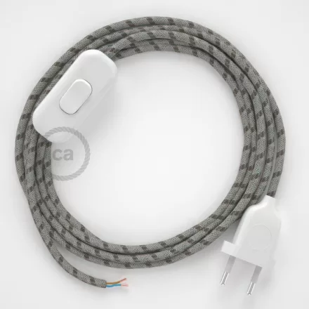 Creative Cables textil lámpakábel Lámpakábel, RD53 kéreg csíkos pamut és természetes lenvászon 1,80 m. CABBTORD53