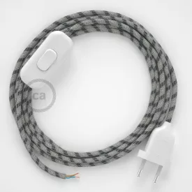   Creative Cables textil lámpakábel Lámpakábel, RD54 antracit csíkos pamut és természetes lenvászon 1,80 m. CABBTORD54