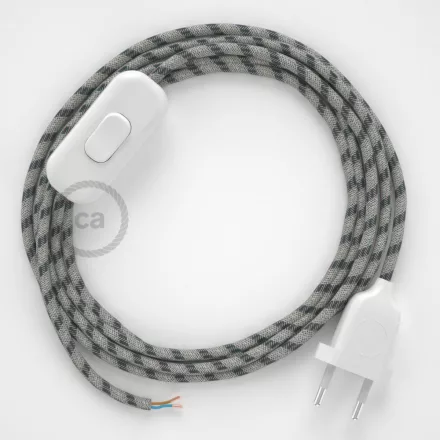 Creative Cables textil lámpakábel Lámpakábel, RD54 antracit csíkos pamut és természetes lenvászon 1,80 m. CABBTORD54