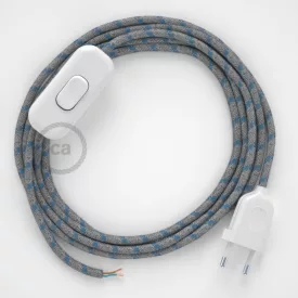   Creative Cables textil lámpakábel Lámpakábel, RD55 kék steward csíkos pamut és természetes lenvászon 1,80 CABBTORD55