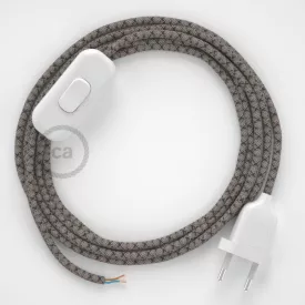   Creative Cables textil lámpakábel Lámpakábel, RD64 antracit gyémánt pamut és természetes lenvászon 1,80 m. CABBTORD64