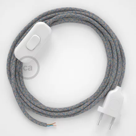 Creative Cables textil lámpakábel Lámpakábel, RD65 kék steward gyémánt pamut és természetes lenvászon 1,80 CABBTORD65